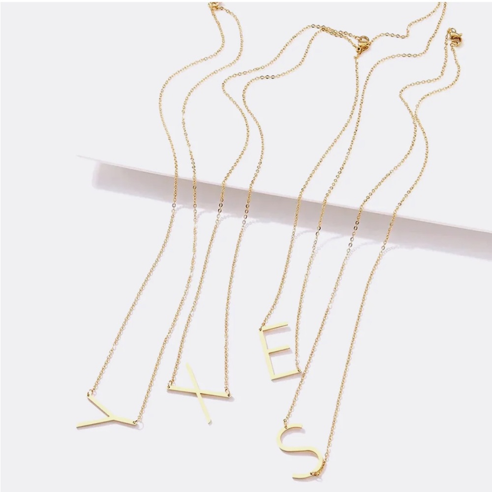 18k Gold Statement Initial Necklace - image 4